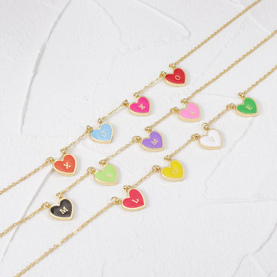 Collier Initiale Coeurs - 1-10 initiales