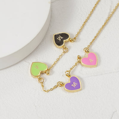 Collier Initiale Coeurs - 1-10 initiales