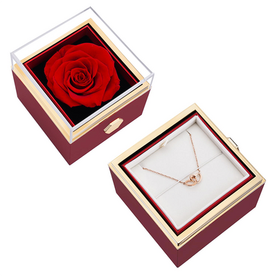 Collier 2 Coeurs Entrelacés Personnalisés + Box Rose Eternelle