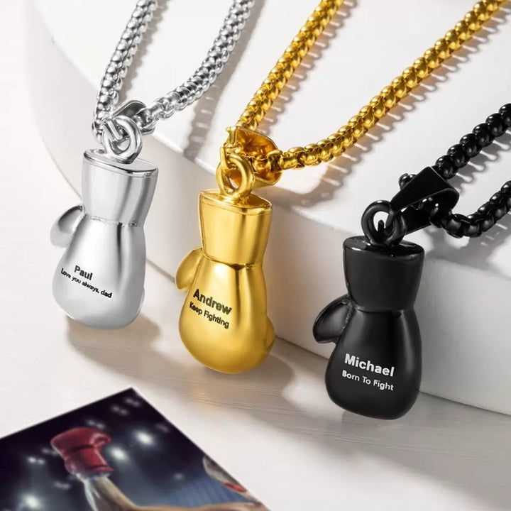 Collier Or Blanc 18K 750/1000 Motif Gant De Boxe - Longueur 40/45 Cm, Marque Pegaso, Neuf