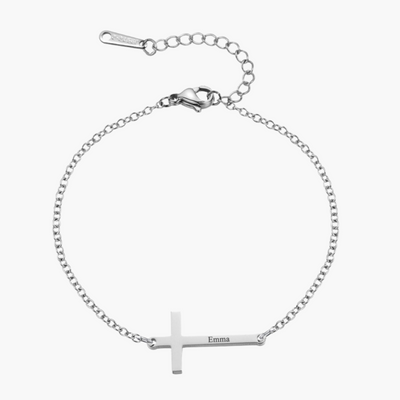 Amour & Bijoux - bracelet croix personnalisée - argenté