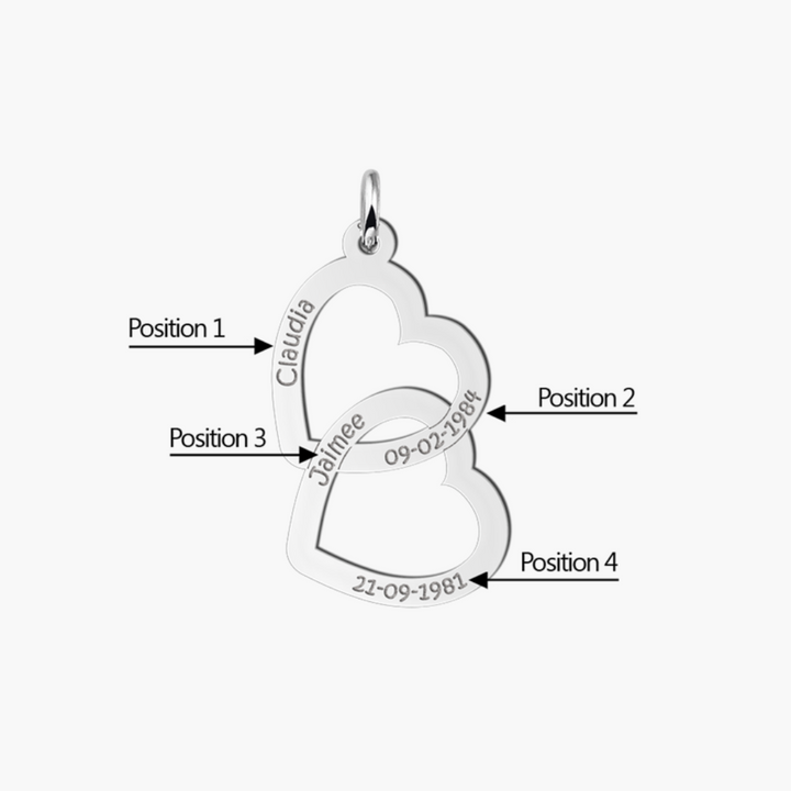 Collier Pendentif Double Cœur Amour En Or Blanc 14k Et Diamants - Mkali - Neuf Avec étiquettes