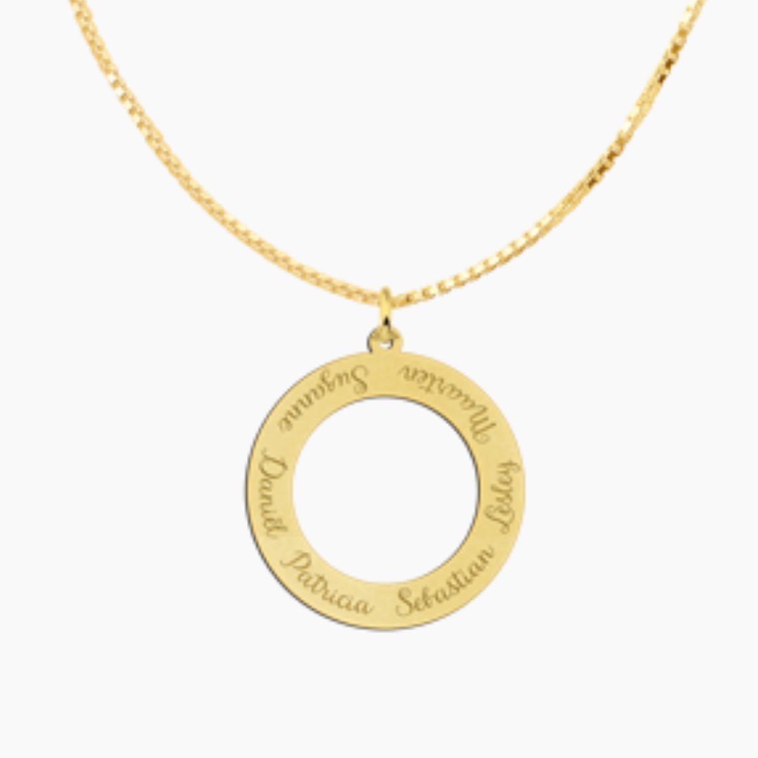 Amour & Bijoux - Pendentif cercle personnalisé en or 14 carats
