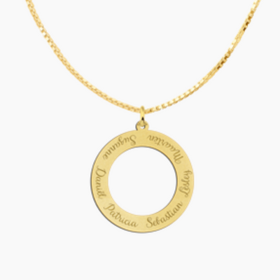 Amour & Bijoux - Pendentif cercle personnalisé en or 14 carats