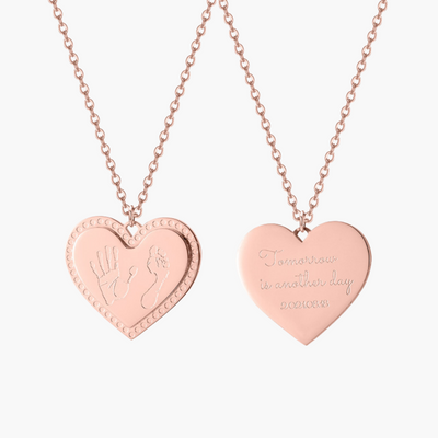 Amour & Bijoux collier coeur empreinte pied et main - plaqué or rose