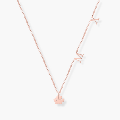 Amour & Bijoux - Collier Patte chien initiales - plaqué or rose