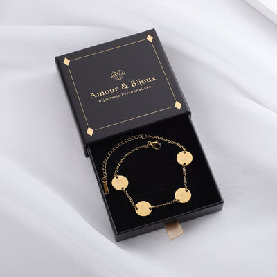 Amour & Bijoux - Bracelet Médaillon - 1 à 4 initiales - packaging