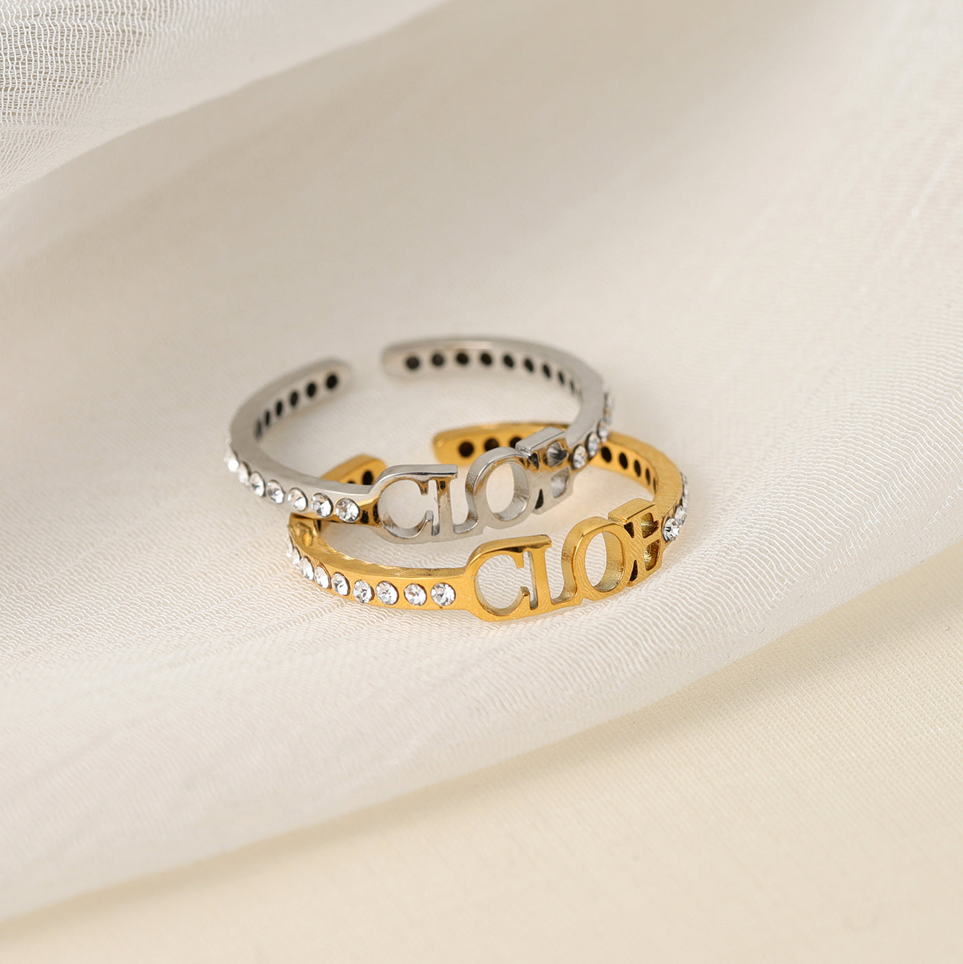 Bagues Couple Réglables - Acier Inoxydable Et Zircon - Modèle Couronne Princesse & Croix Chevalier - Cadeau Romantique - 2