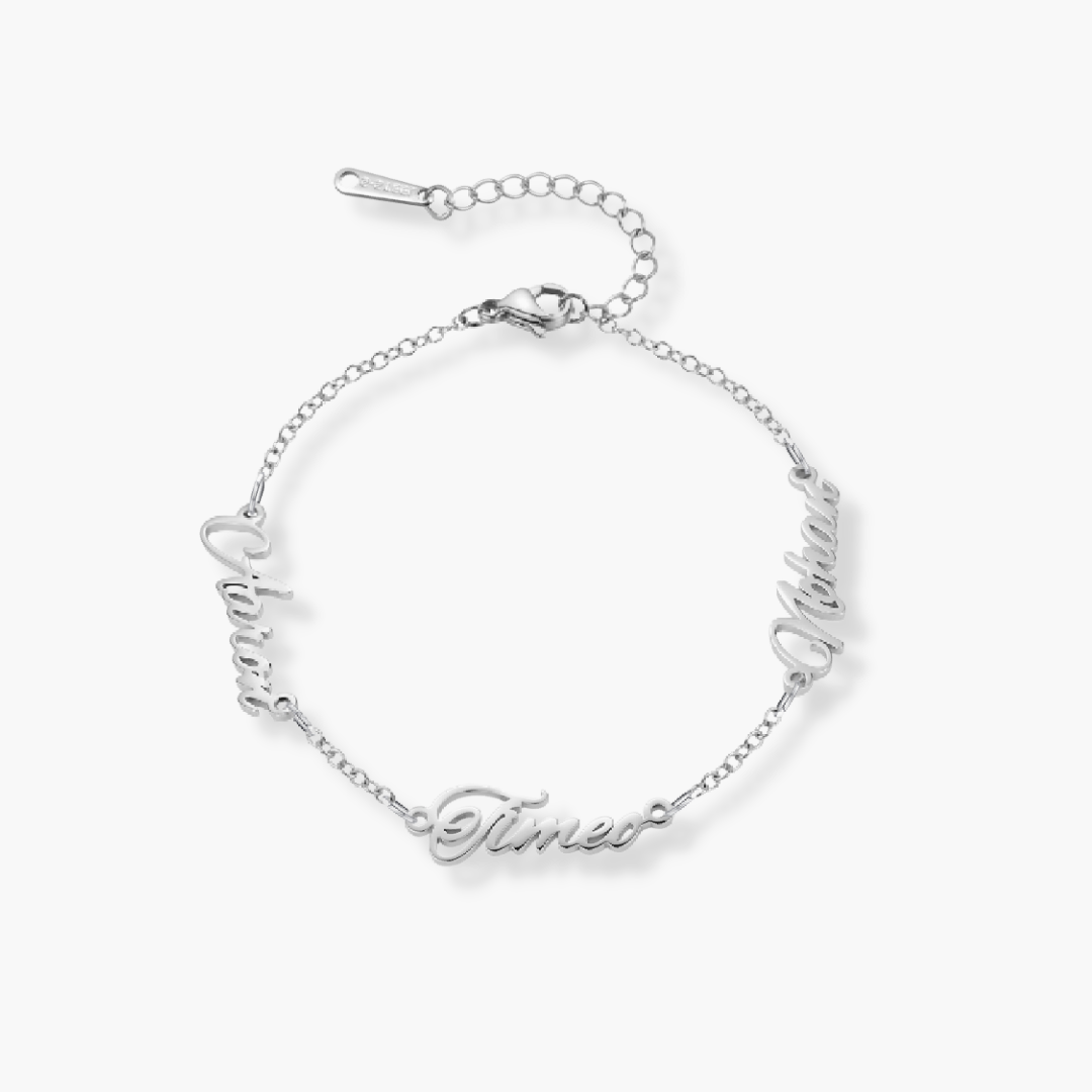 Amour & bijoux - Bracelet Personnalisé Trois Prénoms - argent
