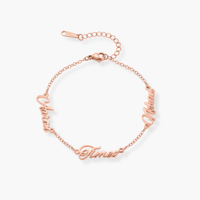 Amour & bijoux - Bracelet Personnalisé Trois Prénoms - plaqué or rose