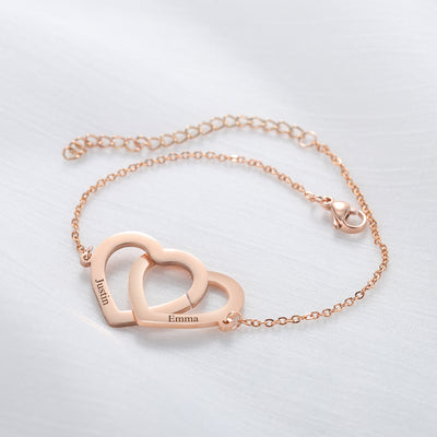 Amour & Bijoux - Bracelet Coeurs entrelacés - plaqué or rose