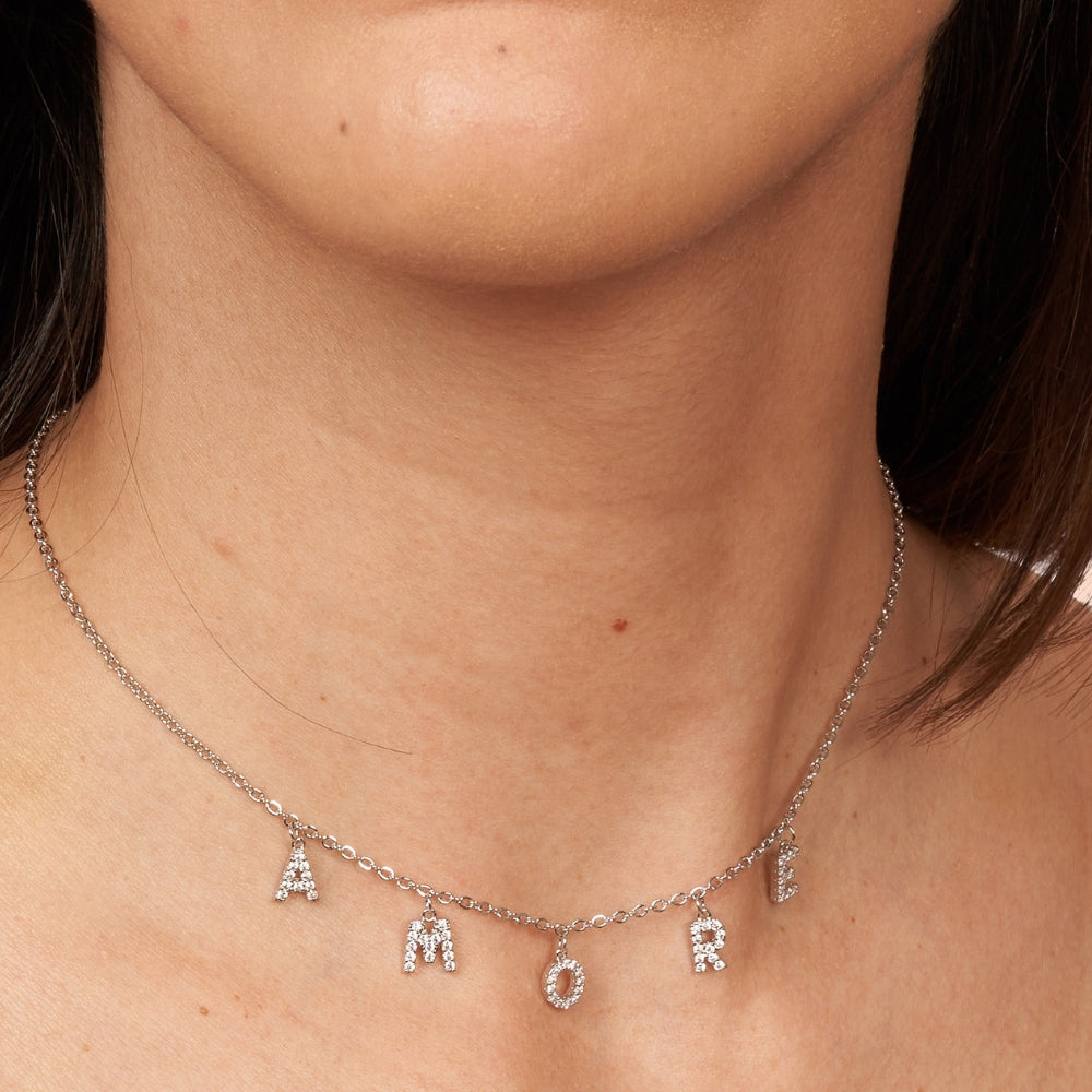 Collier Initial Amour En Zircon Cubique Naturel Plaqué Or 18k Collier Initial Amour En Zircon Cubique Naturel Plaqué Or 18k